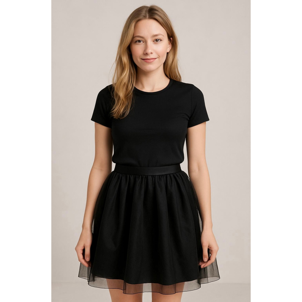 Women's Windsor Black Tulle A-Line Mini Skirt Juniors 7 Whimsy Goth‎ Balletcore